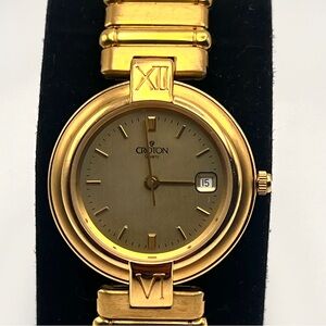 Vintage Gold Tone Minimalist Watch by CROTON 7 Inch Wrist